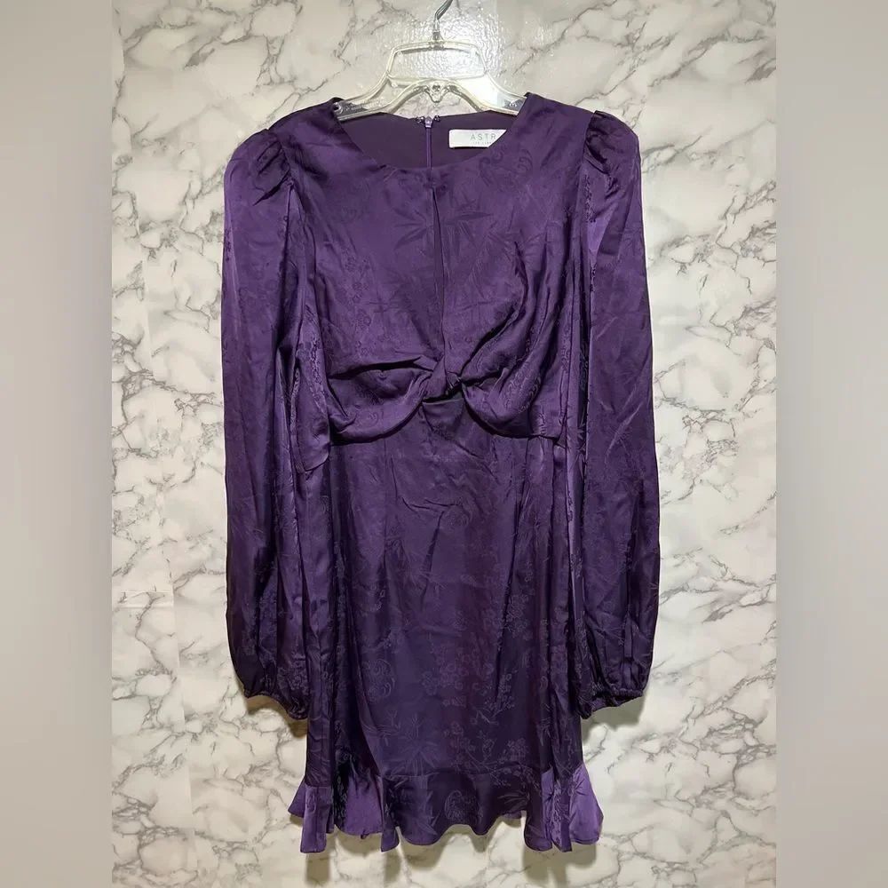 ASTR The Label Purple Balloon Sleeves Dress